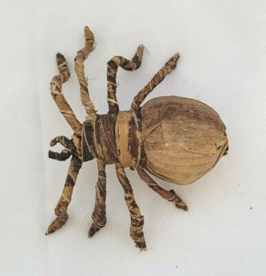 Hand made tarantula banana tree bark figurine