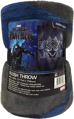 New Marvel Black Panther Icon Plush Super Soft Throw Blanket 46 x 60 Jay Franco 