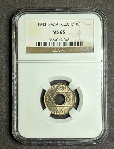 1933 British West Africa George V 1/10 Penny NGC MS65 KM#7