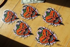 Devil Satan 666 Fire Flaming skateboard 5in. Clear Vinyl STICKER - Lot of 5
