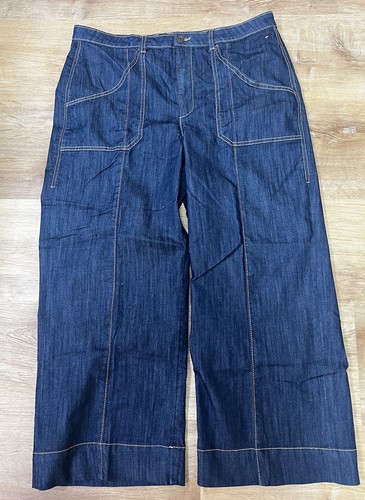 Tommy Hilfiger Damen Hochhaus breite Bein Knöcheljeans dunkel gewaschen Größe 16
