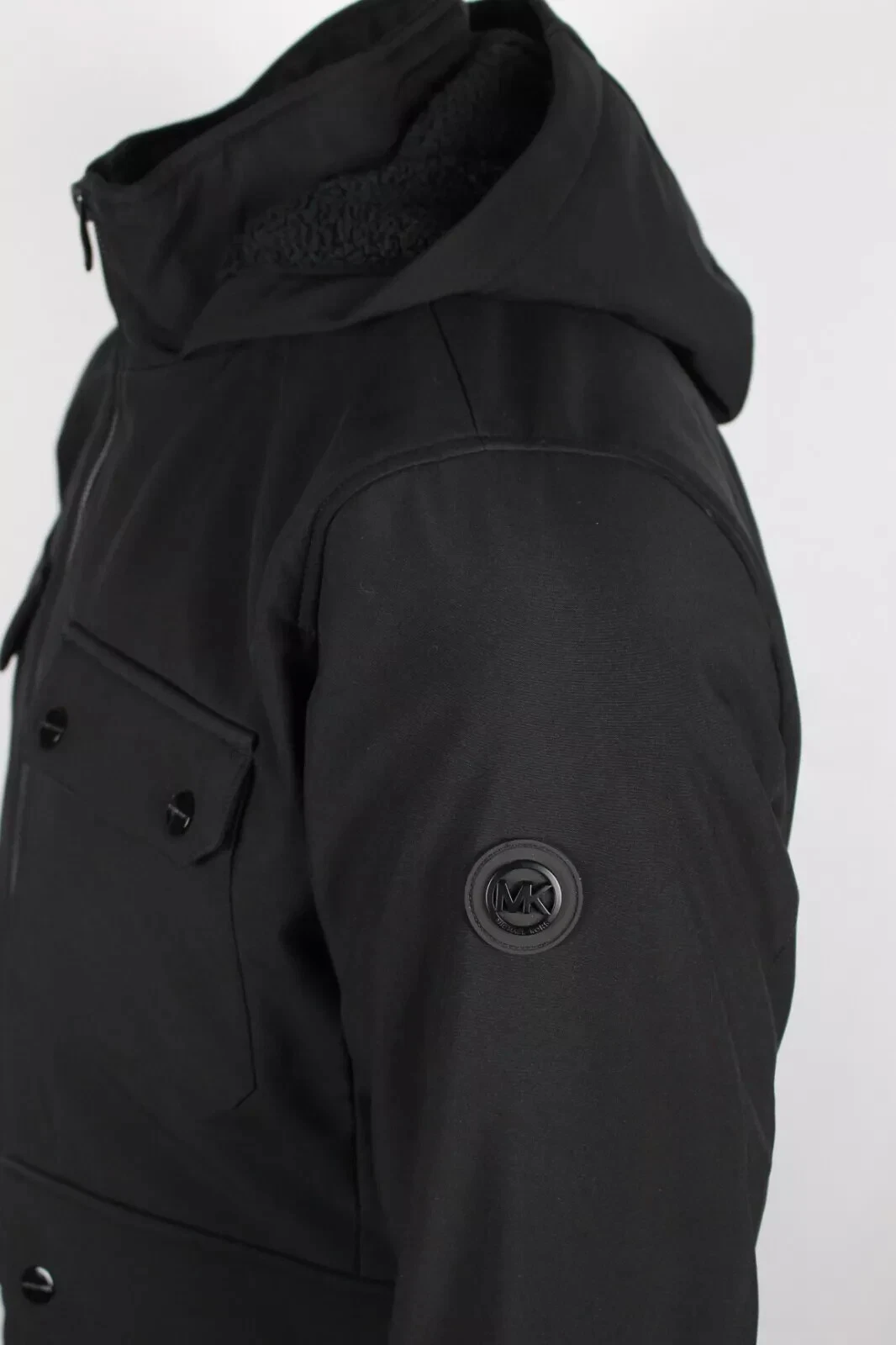 Michael Kors Cappotto Uomo Giacca Foderato con Cappuccio Tasche M Medium Nero Softshell