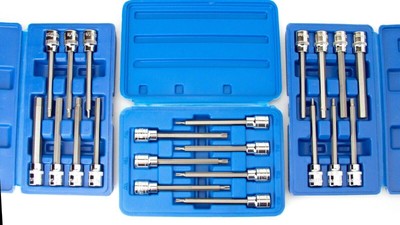 21pc VCT 3/8 DRIVE MM SAE EXTRA LONG 4-1/2 LONG HEX TORX BIT SOCKET SET