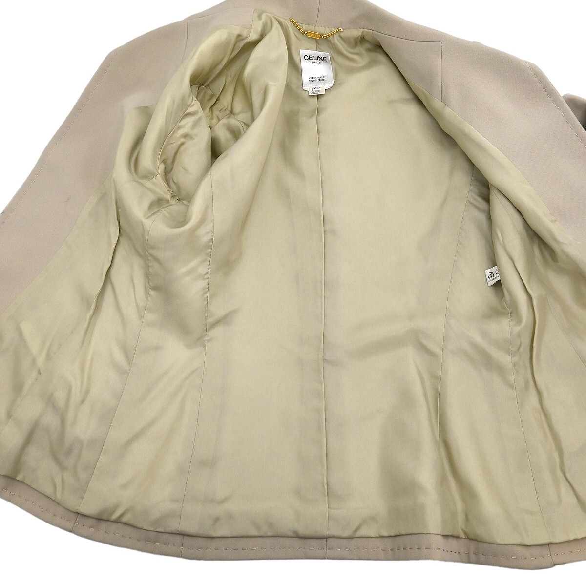 Celine Setup Suit Jacket Skirt Beige 000567/TIBET/H94 #40