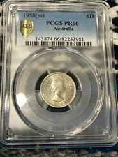 PROOF PCGS PR66 1958 (M) MELBOURNE AUSTRALIA SIXPENCE 6D SILVER COIN-JUN742