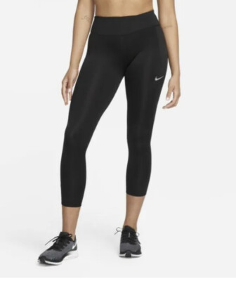 NIKE DRI FIT WOMEN'S FAST RUNNING MID RISE CROP TIGHTS