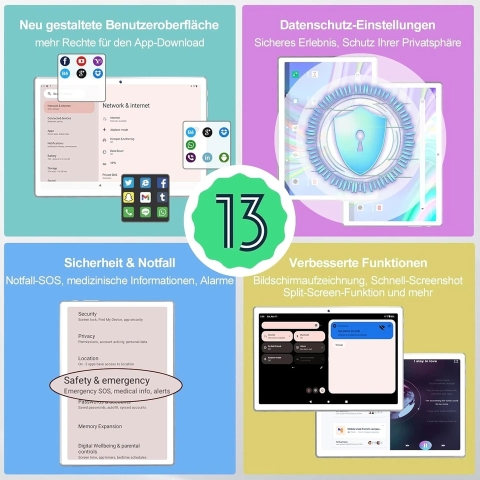 2025 Neueste Tablet 10 Zoll, 4G LTE Tablets Mit 2 SIM 1 SD, 3-in-1 Android Ta... - Bild 2 von 4