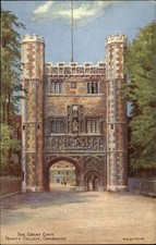 Trinity College Gate Cambridge England UK ~ artist signed AR Quinton postcard