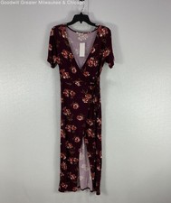 NWT Bleuh Ciel Woman's Red/Floral Long Dress With Slit Size Large