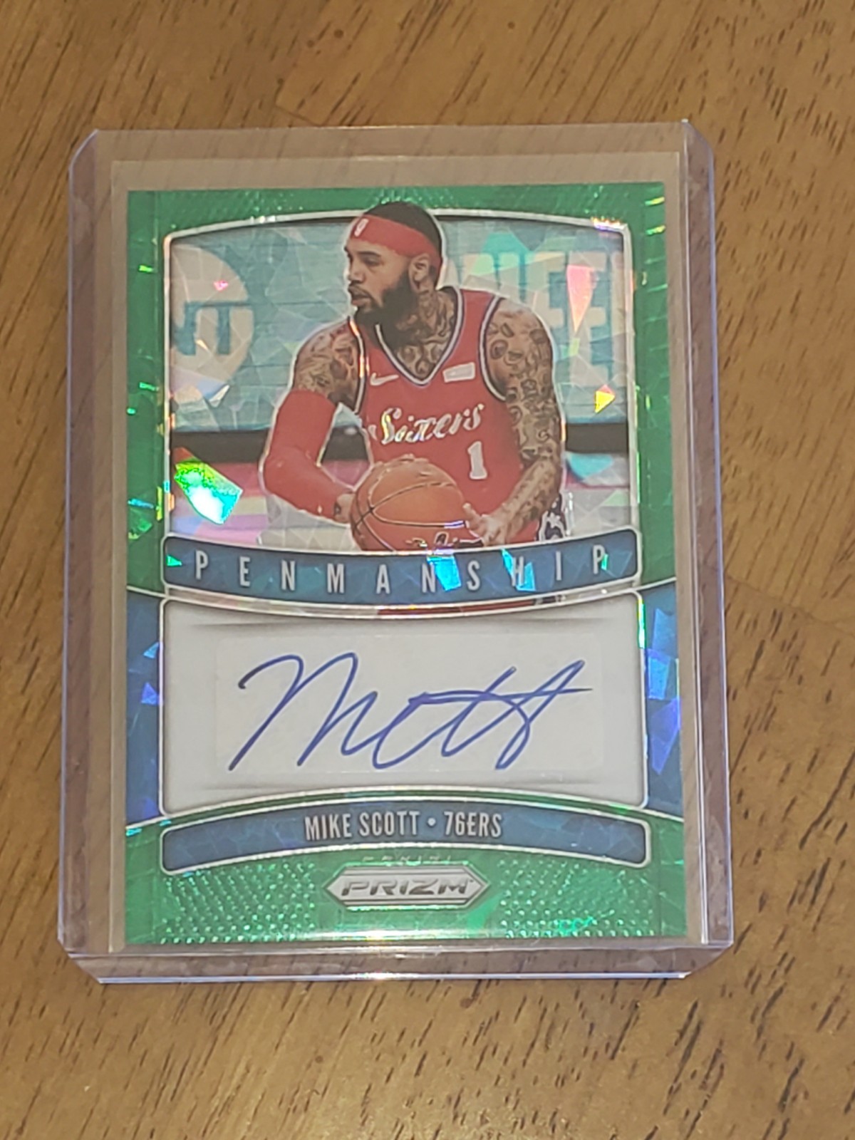 Mike Scott 2019-20 Panini Prizm Penmanship Auto Green Ice /16 #PM-MSC 76ers