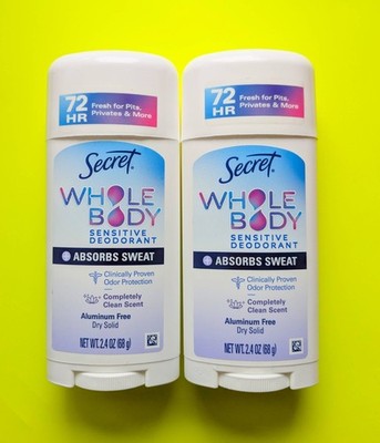 SECRET Whole Body Completely Clean Dry Solid Deodorant - Lot of 2