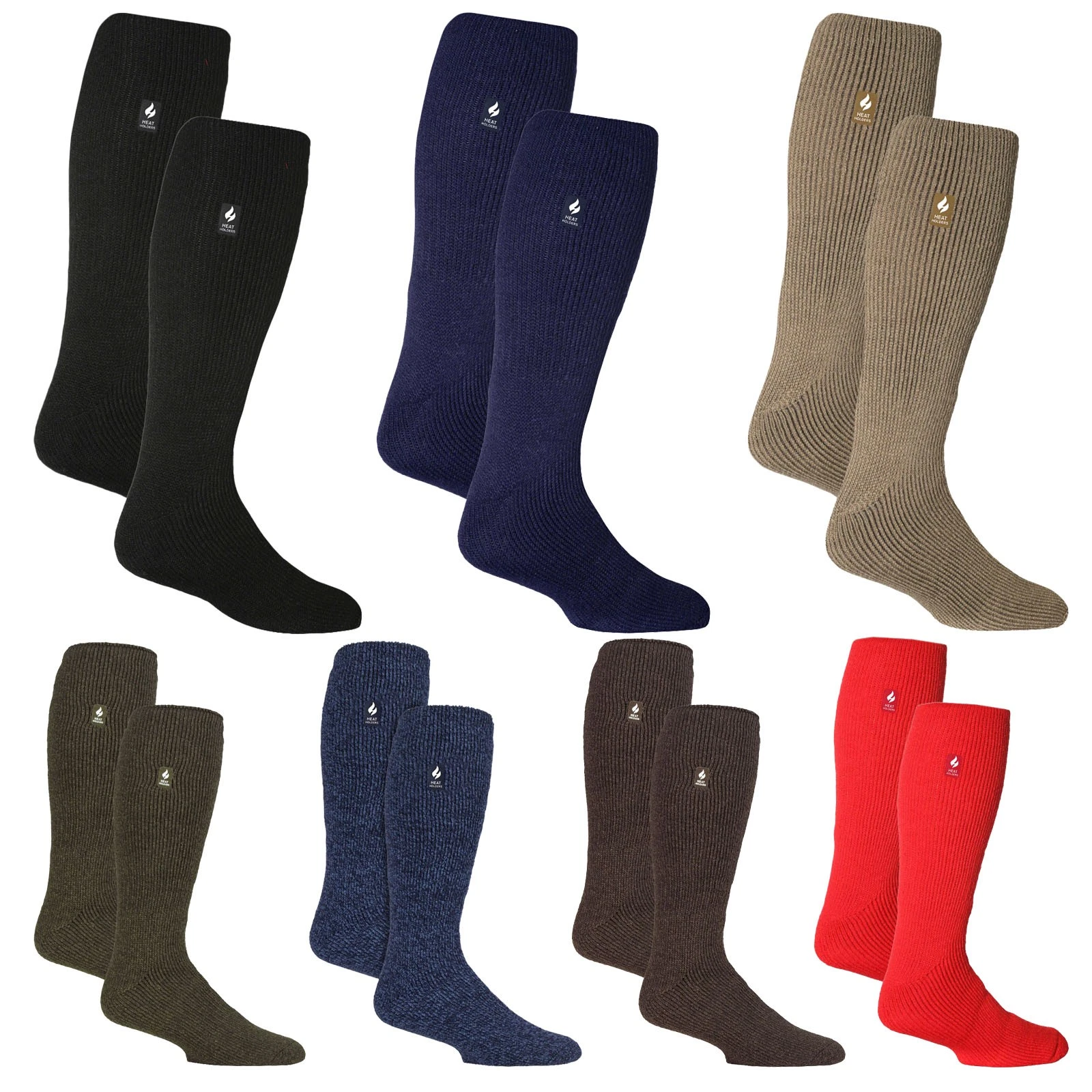 Heat Holders - 2 Pair Mens Knee High Thermal Socks Long Warm Winter