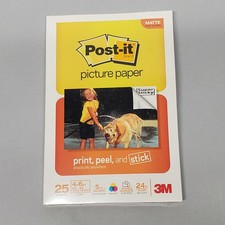 NEW Sealed Post It Picture Paper 25 Matte Sheets 4in x 6in Print Peel Stick 3M