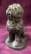 Vintage Old English Sheepdog Figurine Sculpture Ornament Cold-Cast Bronze 5.5&rdquo;