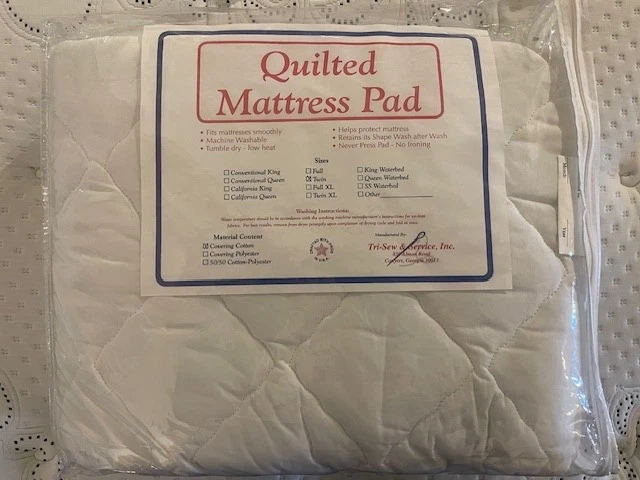 Twin size Tri sew cotton mattress pad made in USA