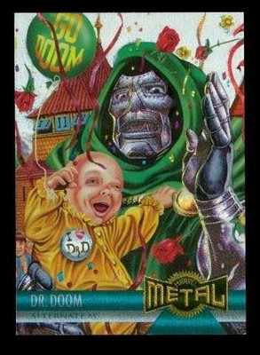 1995 Fleer Metal Marvel Dr Doom #128 Silver Flasher Alternate M Power Grid Back