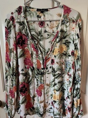 Women's Floral Lightweight Print Long Sleeve 1X