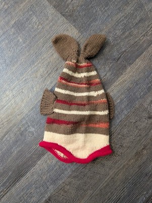 Handmade Fish Knitted Stocking Hat Brown Red