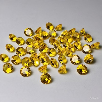 6 Pcs 3 MM Canary  Yellow Color Round Diamond Loose Gemstone + Gift For Her