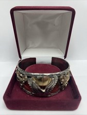 Fine Allen Chee Native American srebro szterling i złoto bransoletka mankiet orzeł