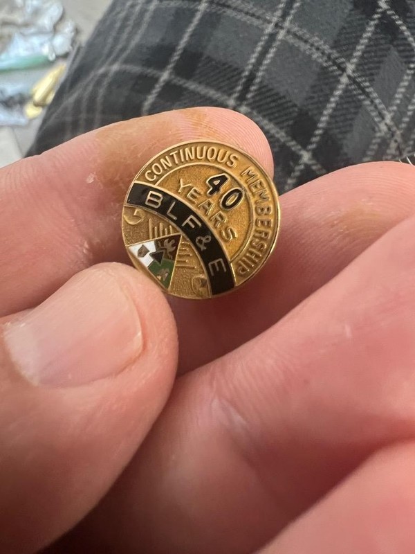 Railroad Train BLF & E  40 year pin Gold Filled (E2025E)