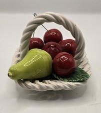 Cesto frutta ceramica vintage Ceramiche Lazzarin Italia ciliegie pera