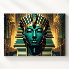 Cyber Pharaoh Canvasgeometric Egyptian Futurism Wall Art