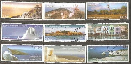 Greece: 9 used stamps of a set, Greek Islands, 2004, Mi#2263-72