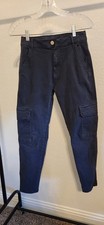 Zara Boys Cargo Navy Blue Pants Zip Button Pockets Casual
