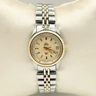 Vintage Timex Women Watch 25mm Two Tn Gold/Silver Steel Date Indiglo New Battery