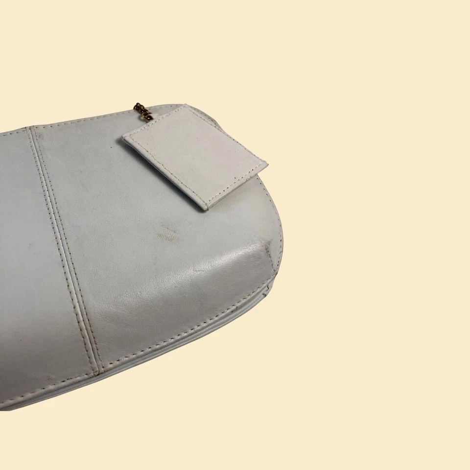 Bolsa de mão de couro branca dos anos 90 da Naturalizer, embreagem de couro branco vintage dos anos 90 - Imagem 3 de 4