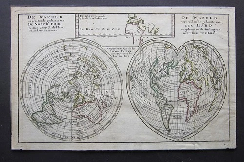 1788 Keizer World Map Antique Cordiform California Island New Holland N Pole