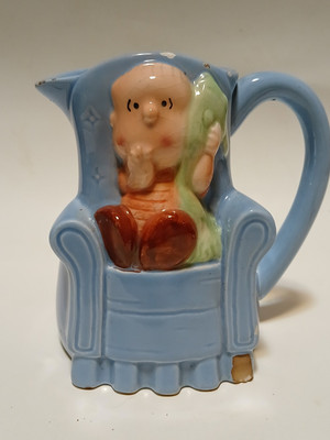Vintage Peanuts LINUS 5  Ceramic Blue Tea Coffee Creamer Mug WILLITTS 1990
