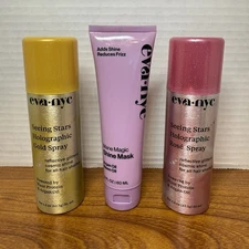 Bundle of 3 Eva-nyc Mane Magic Holographic Rose & Gold Spray New