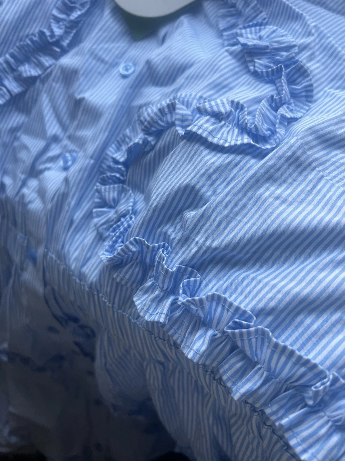 Camicia midi donna nastro manica corta kate spade NY blu bianco taglia large