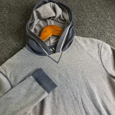 Armani Exchange Shirt Mens Medium Blue Hooded T-shirt Long Sleeve Cotton Logo