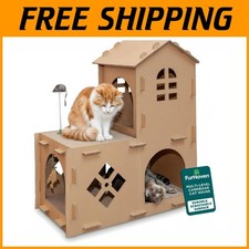 Cardboard Cat House with Detachable Toys