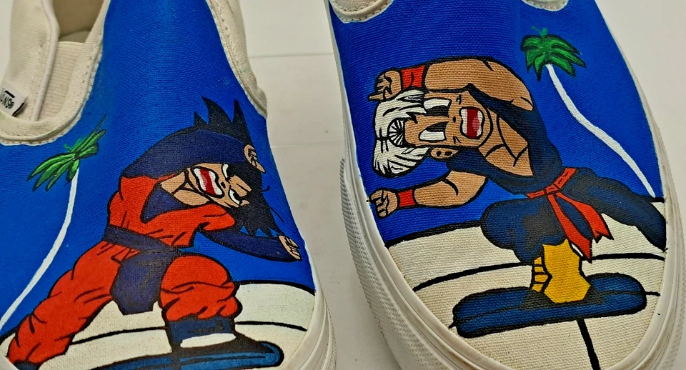 Vans Off the Wall Slip-On Pintado a Mano Anime Unisex Talla 6 Hombres 7.5 Mujeres RARO Foto 3 de 4