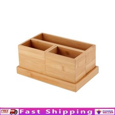 Bamboo Bathroom Organizer 4 Piece Toiletry Cosmetic Storage Set Tray Boxes New
