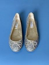 Jimmy Choo Leopard Glitter Ballet Bow Flats 37 1/2 US 7.5
