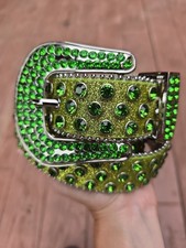 Western Rhinestone Bling Belts Glitter Green Cowboy Cowgirl Glam Rodeo Belt NEW