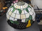 Vintage 16" Fruit Motif Tiffany Style Stained Glass Hanging Ceiling Pendant Lamp