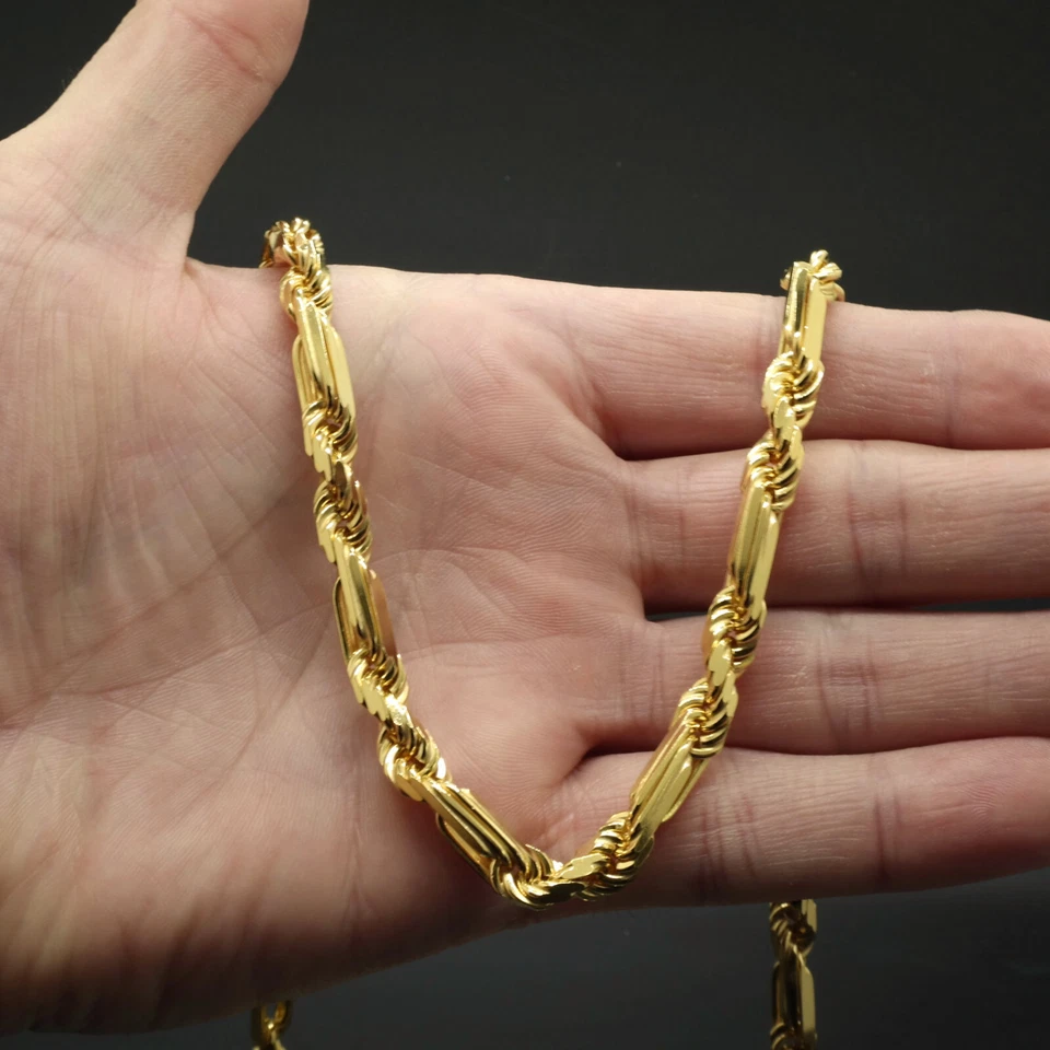 PAPERCLIP ROPE Chain 14K White Gold Over Sterling Silver 6mm Necklace 18"-26" - Image 3 of 3