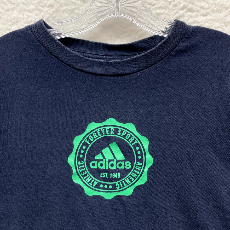 Camiseta Adidas Vintage 2XL XXL Manga Larga Azul Marino Logo Patinador Grunge Y2K Foto 3 de 4