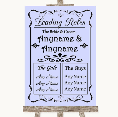 Flieder Who's Who Führungsrollen personalisiertes Hochzeitsschild