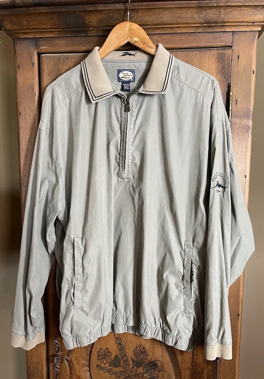 Tommy Bahama Men’s Size Large 1/4 Zip Wind Breaker Lightweight Khaki Jacket