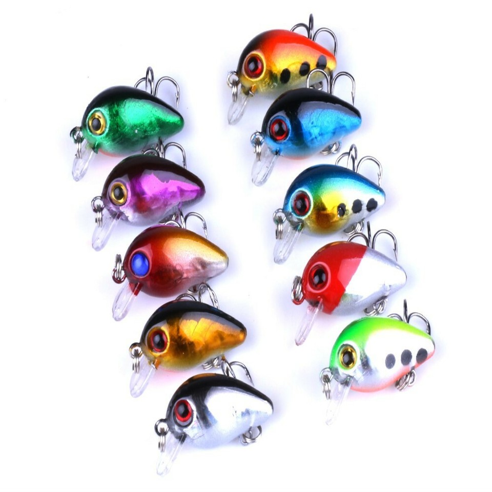 Lot De 10 Leurres Crankbait Minnow - 4,5 Cm, 4 G, Pour Pêche Au Brochet, Perche, Truite (eau Douce Et Mer)