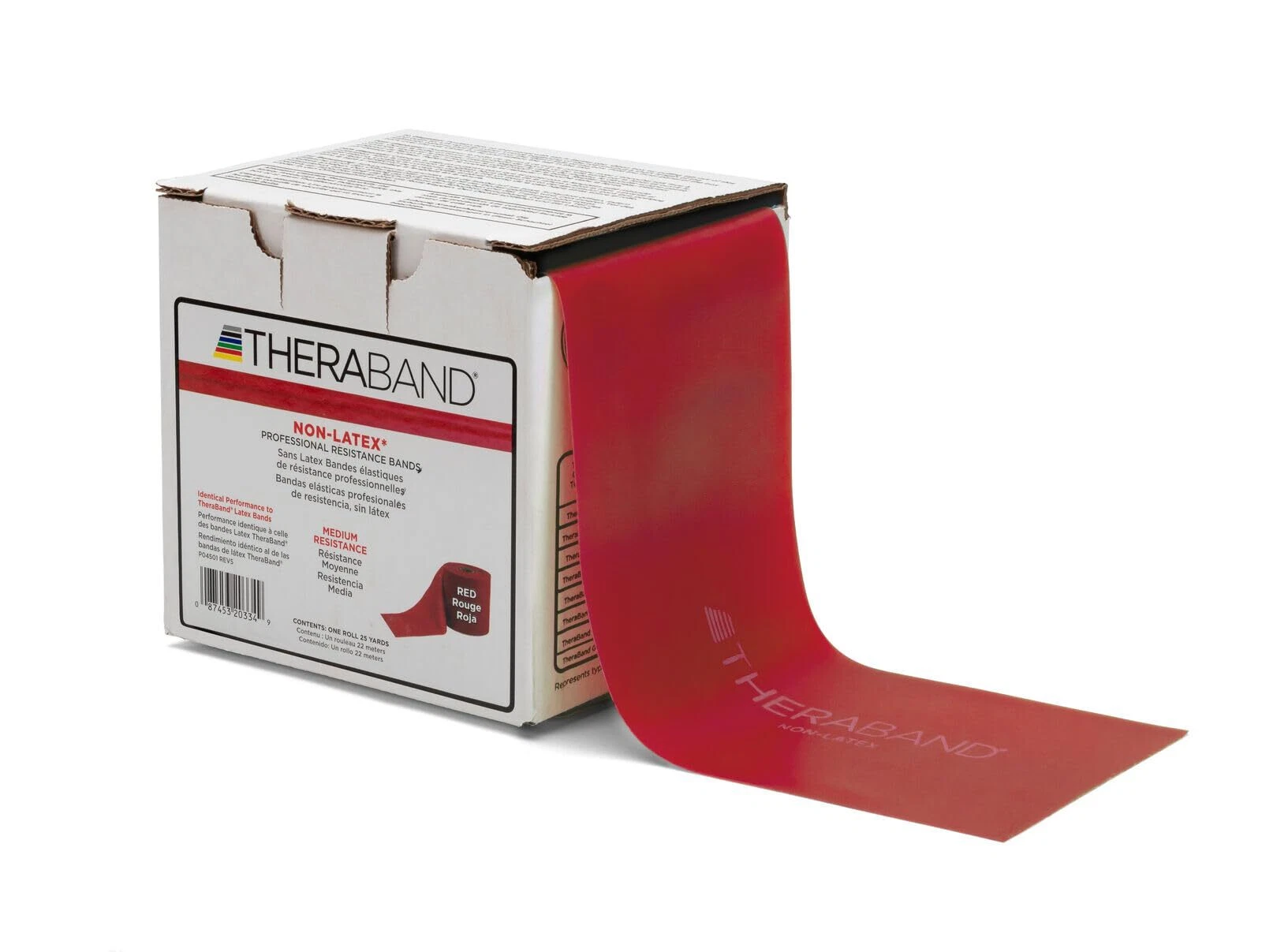 25 Yard Medium Red Non Latex Exercise Band for Resistance Training and Rehab
