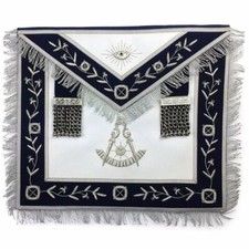 Past Master Blue Lodge Apron - Navy Blue Velvet -Leather