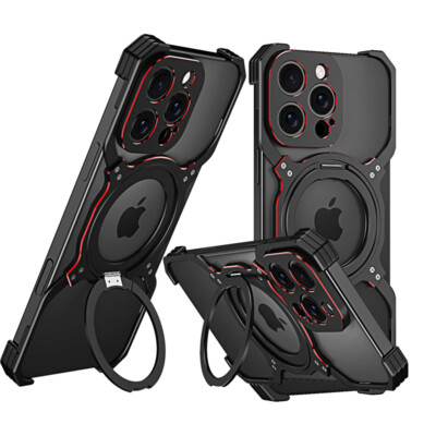 Magnetic Metal Armor Removable X Type Rimless Case For iPhone 16 Pro ...